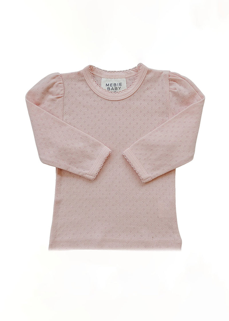 Pointelle Long Sleeve Tee - Pink