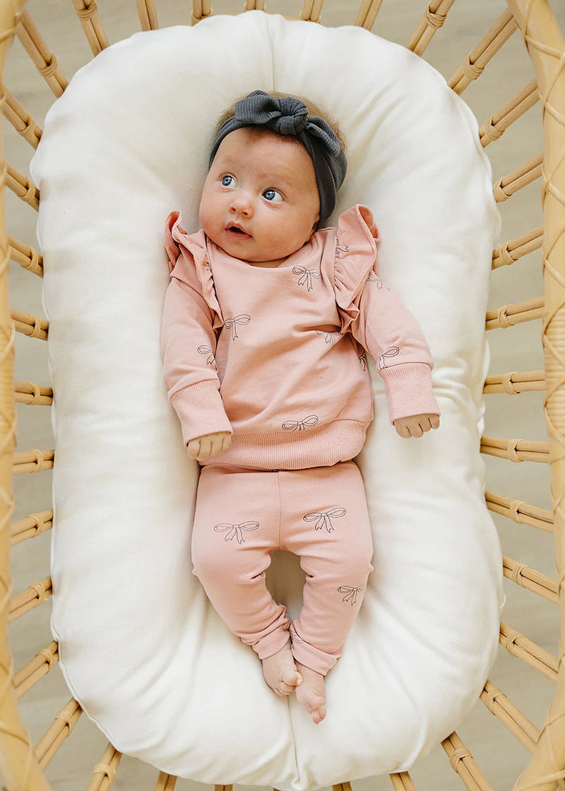 French Terry Set - Pink Ribbon Ruffle