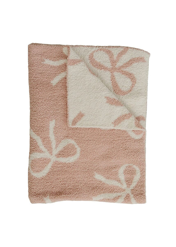 Pink Bow Plush Baby Blanket