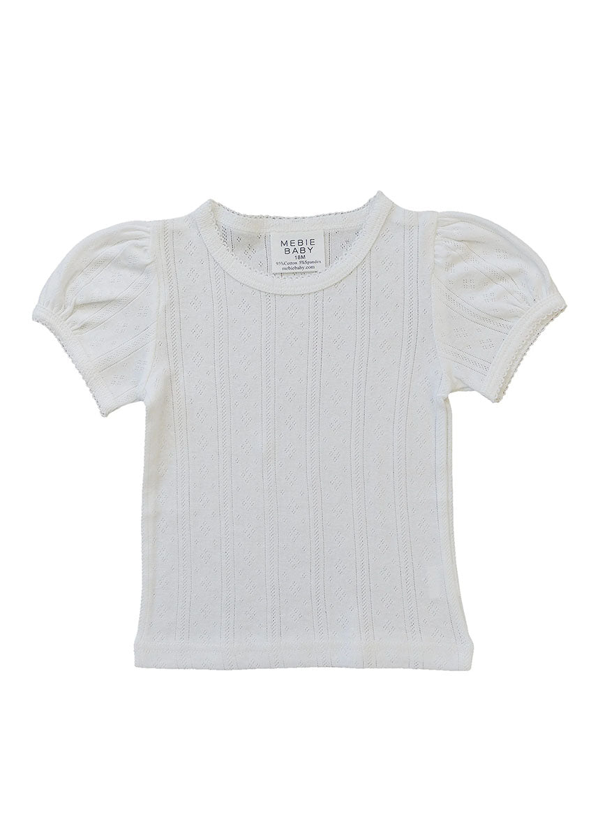 White Pointelle Tee