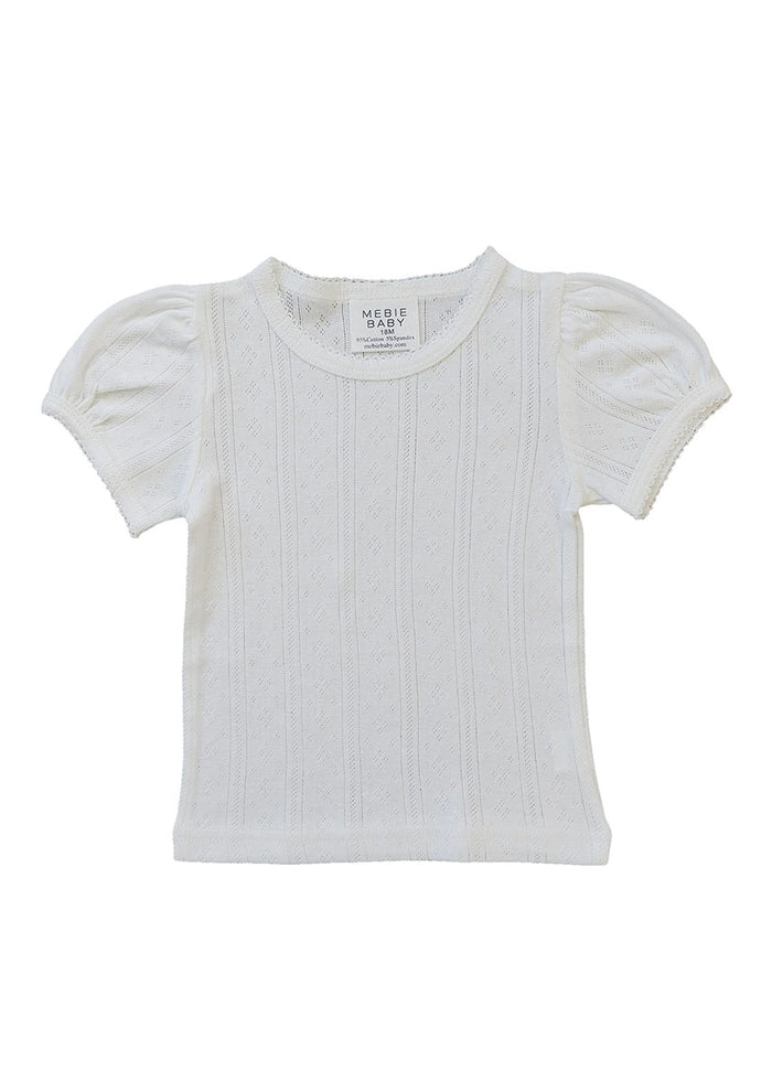 White Pointelle Tee