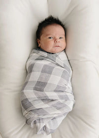 Coastal Plaid Muslin Swaddle Blanket
