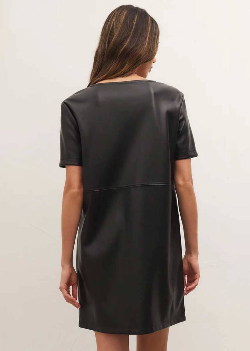 London Faux Leather Mini Dress - Black