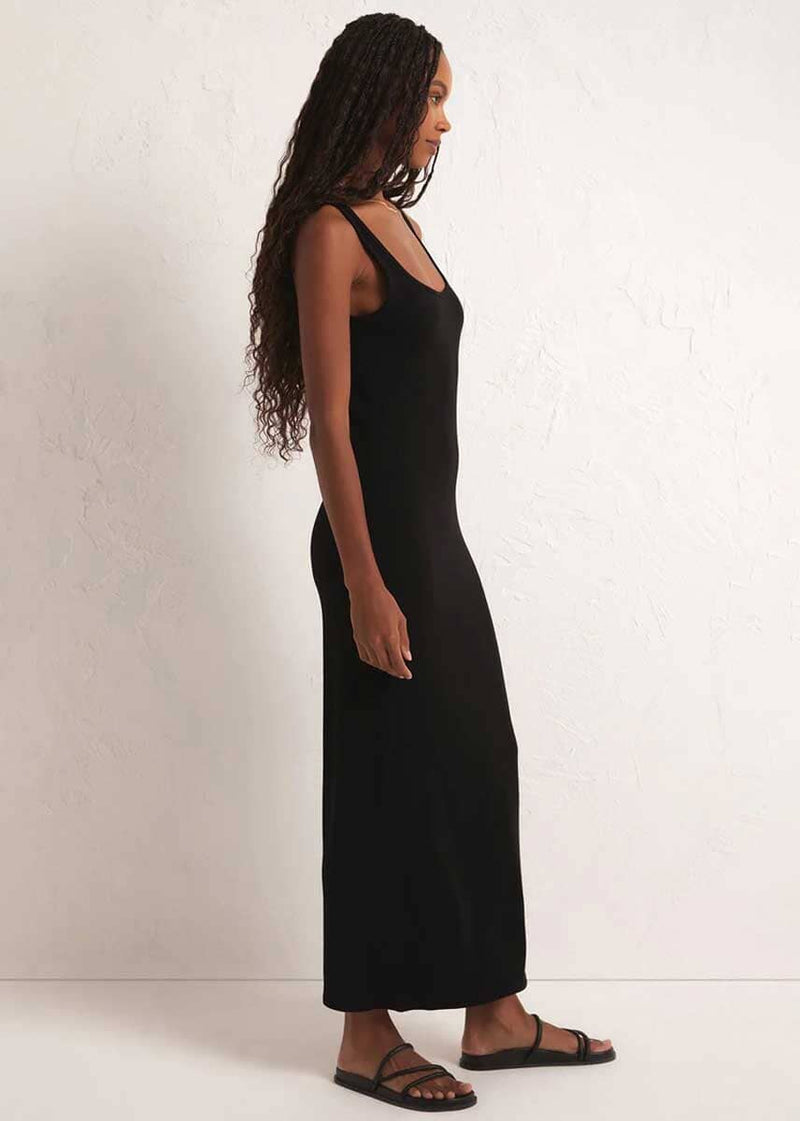 Viviana Rib Maxi Dress - Black