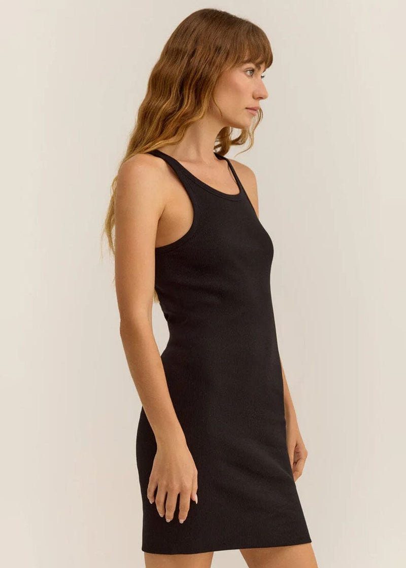 Delfa Rib Mini Dress - Black