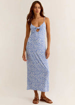Carita Cocos Floral Midi Dress - Blue Wave