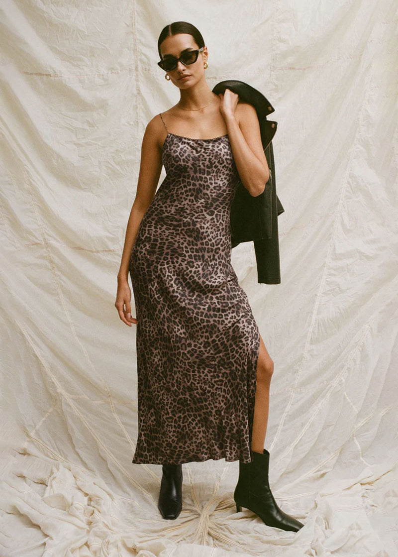 Cielo Leopard Midi Dress - Desert Tan