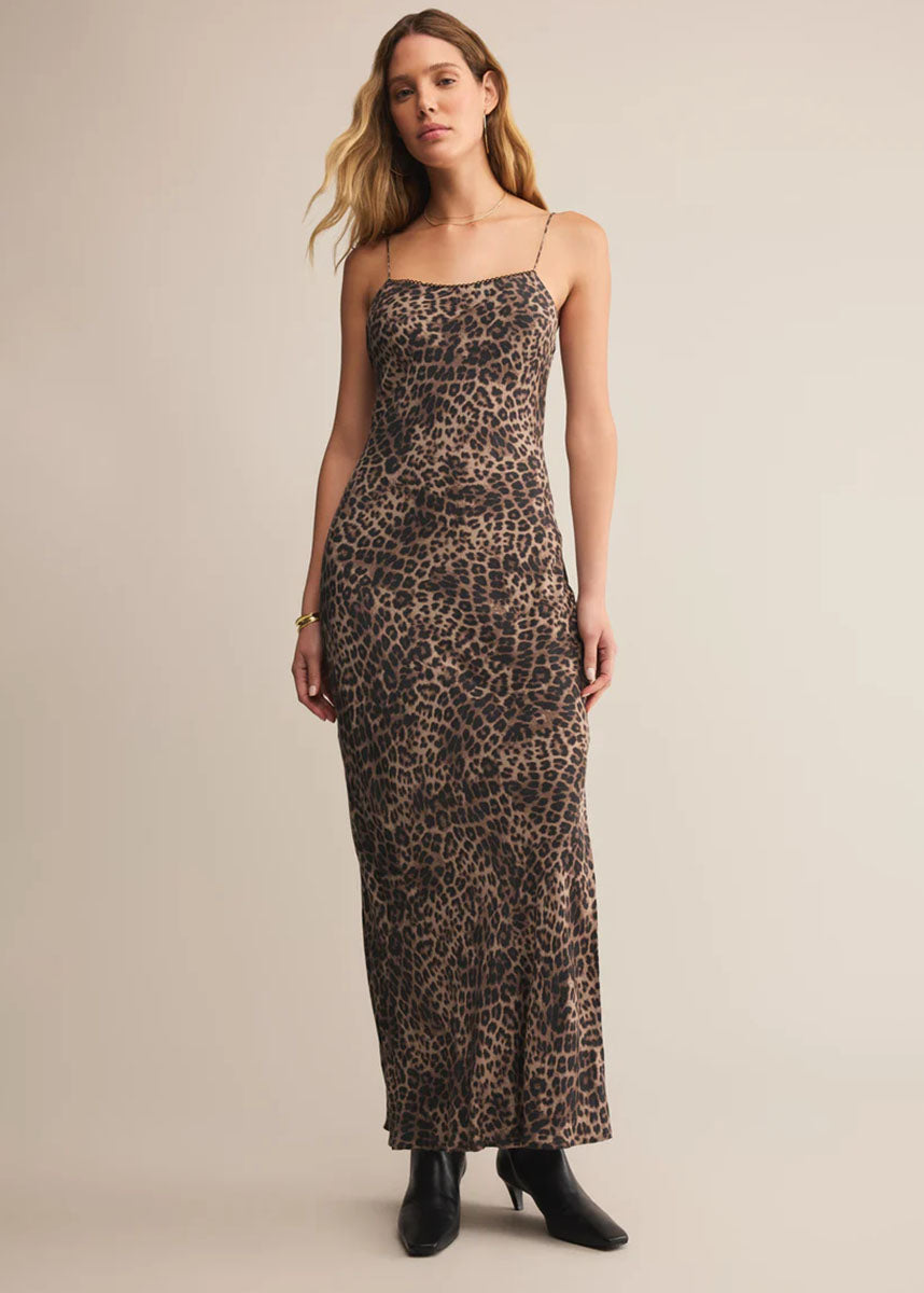 Cielo Leopard Midi Dress - Desert Tan