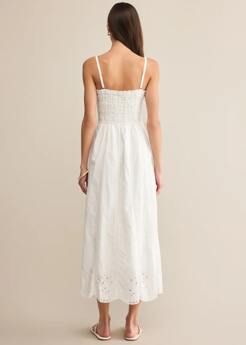 Dani Embroidered Midi Dress - White
