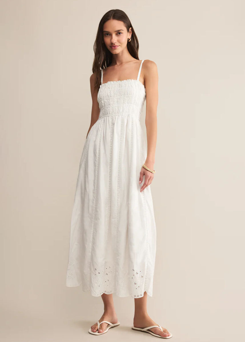 Dani Embroidered Midi Dress - White