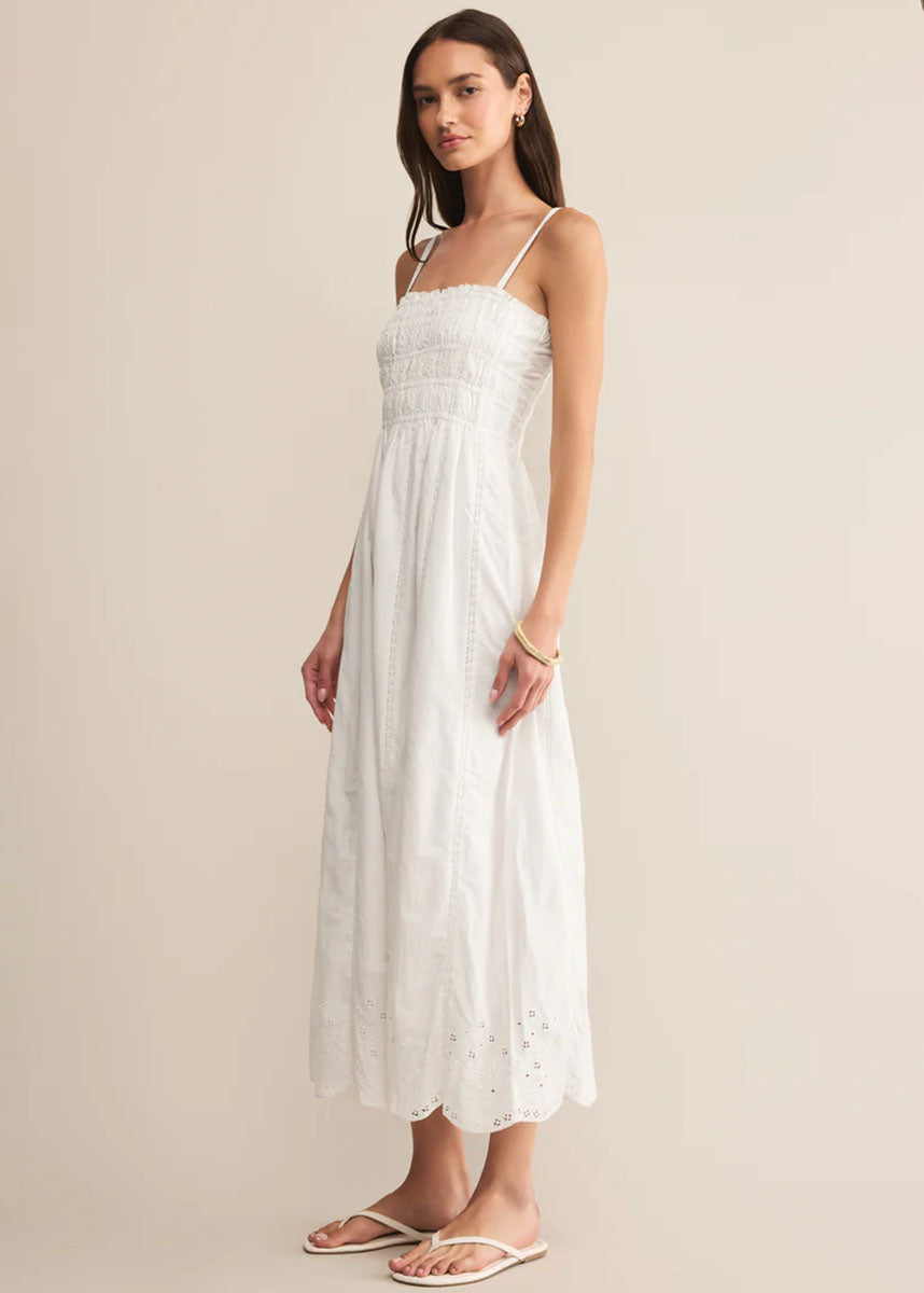 Dani Embroidered Midi Dress - White
