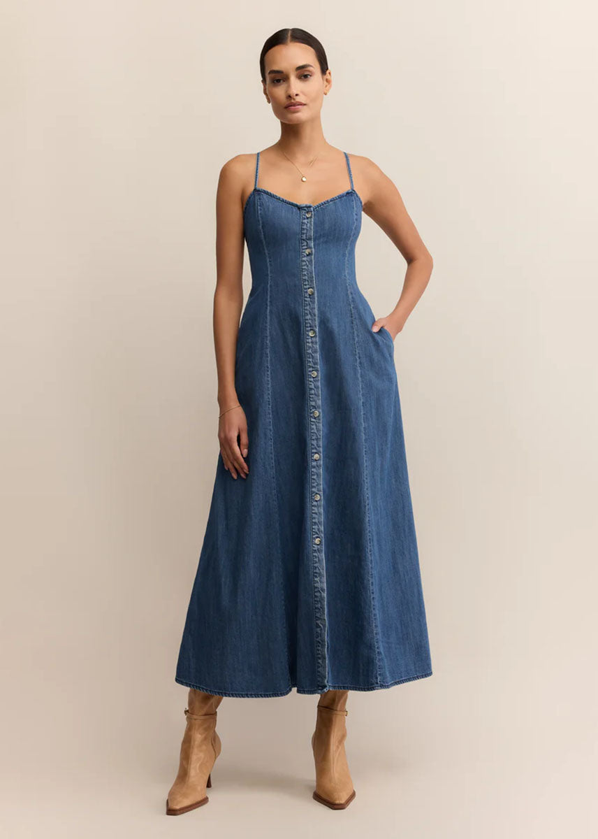 Angel Eyes Denim Midi Dress - Medium Indigo