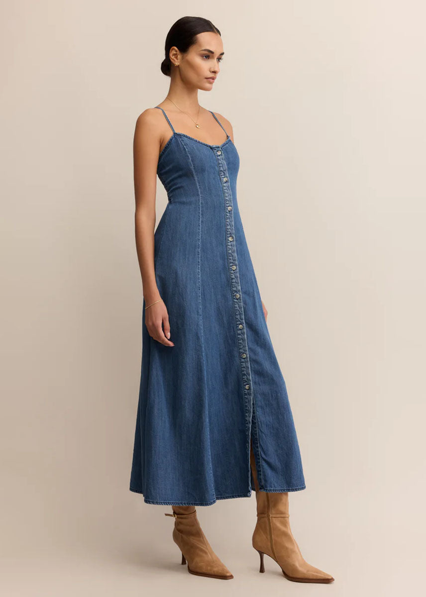 Angel Eyes Denim Midi Dress - Medium Indigo