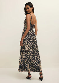 Charisma Tova Palm Midi Dress - Black