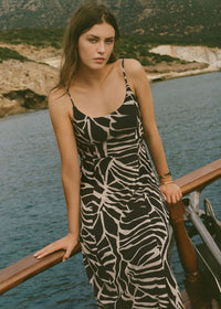 Charisma Tova Palm Midi Dress - Black