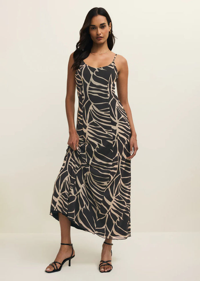 Charisma Tova Palm Midi Dress - Black