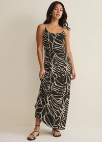 Charisma Tova Palm Midi Dress - Black