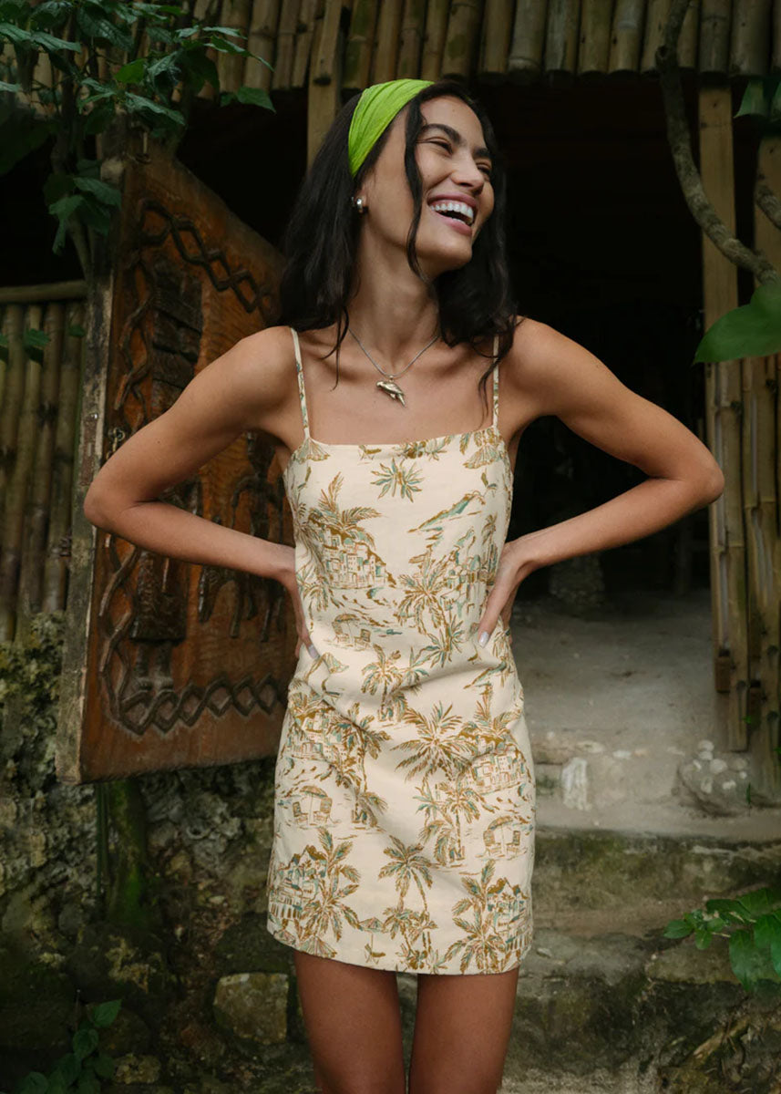 Maude Tiki Tide Mini Dress - Island Coconut