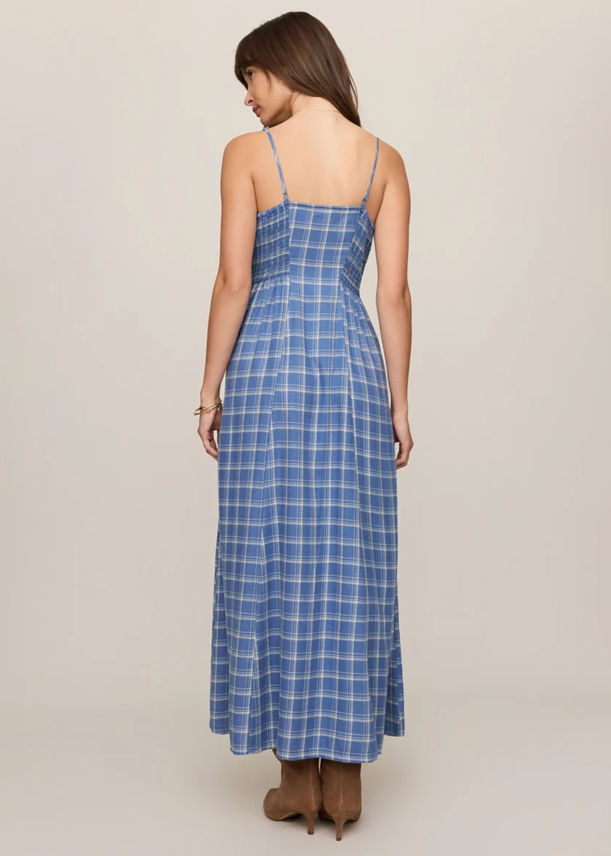 Angel Eyes Plaid Midi Dress - Mystic Blue