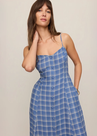 Angel Eyes Plaid Midi Dress - Mystic Blue