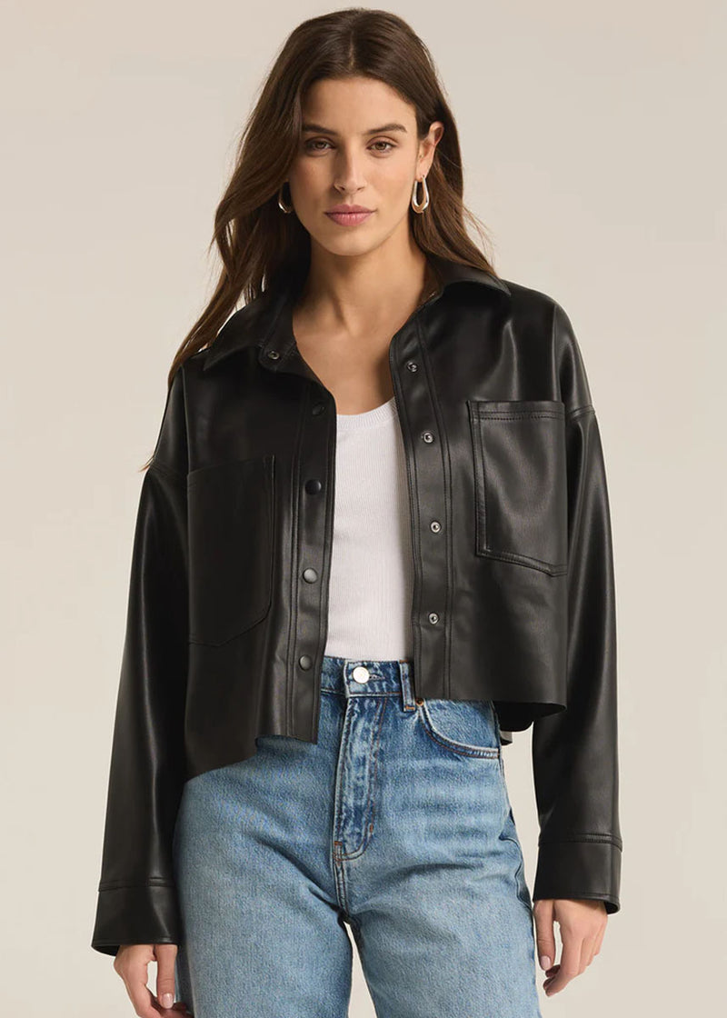 All Day Faux Leather Jacket - Black