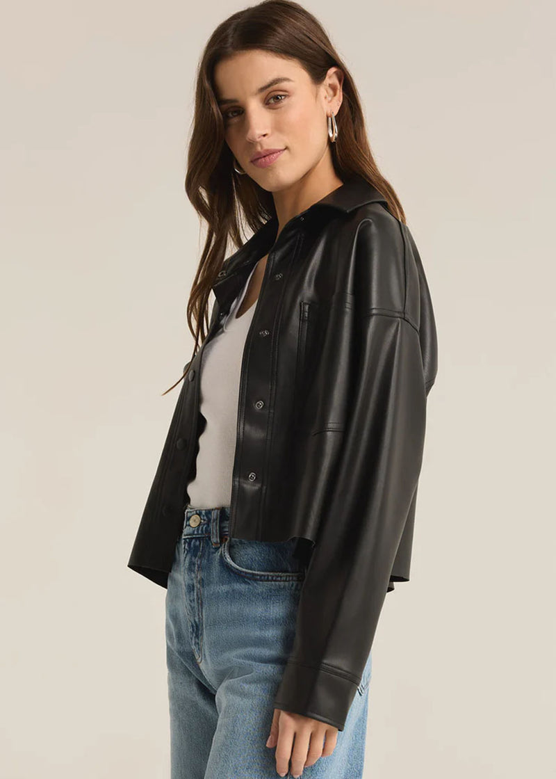 All Day Faux Leather Jacket - Black