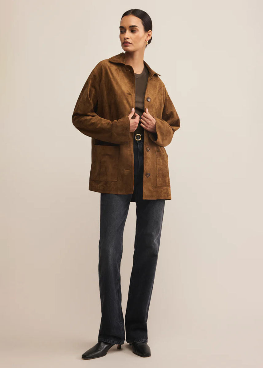 Decker Suede Chore Jacket - Coconut – Alice & Wonder
