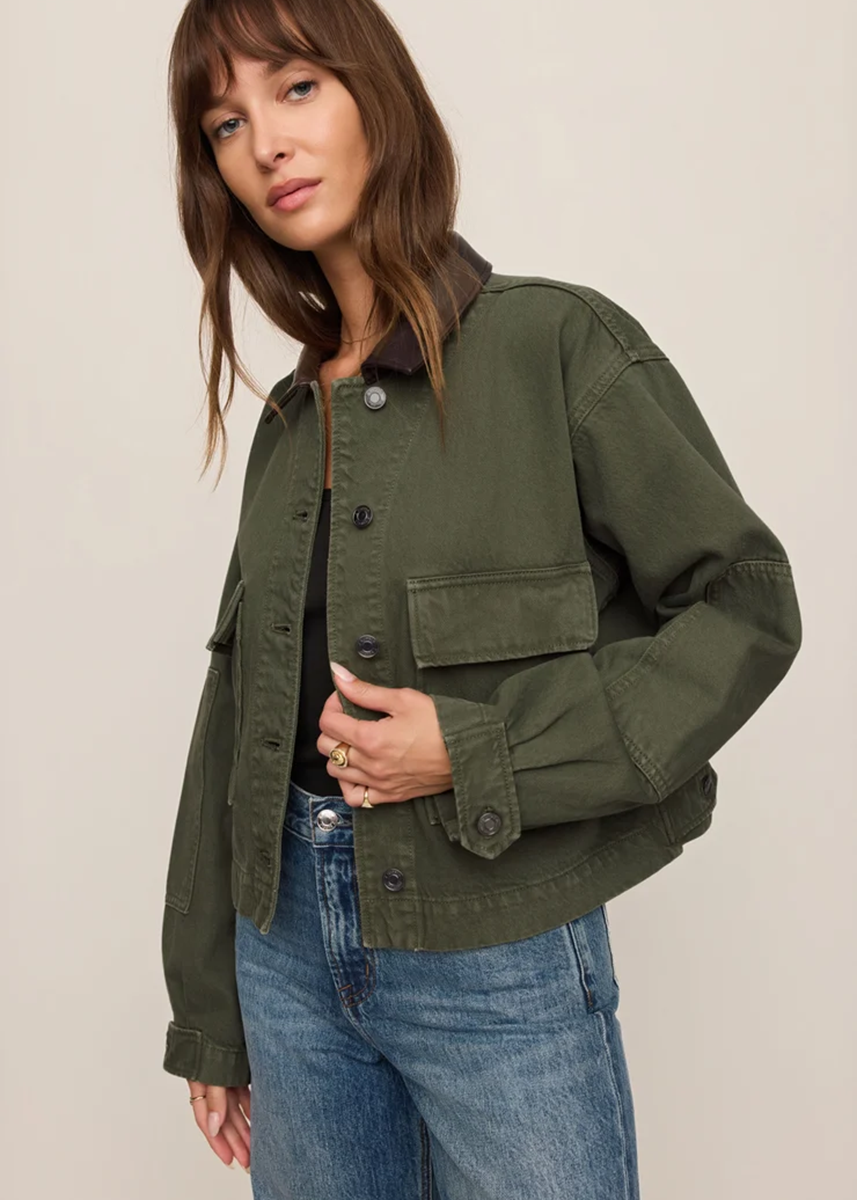 Rey Cropped Chore Jacket - Dusk Sage