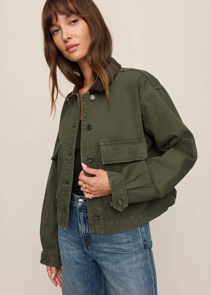 Rey Cropped Chore Jacket - Dusk Sage