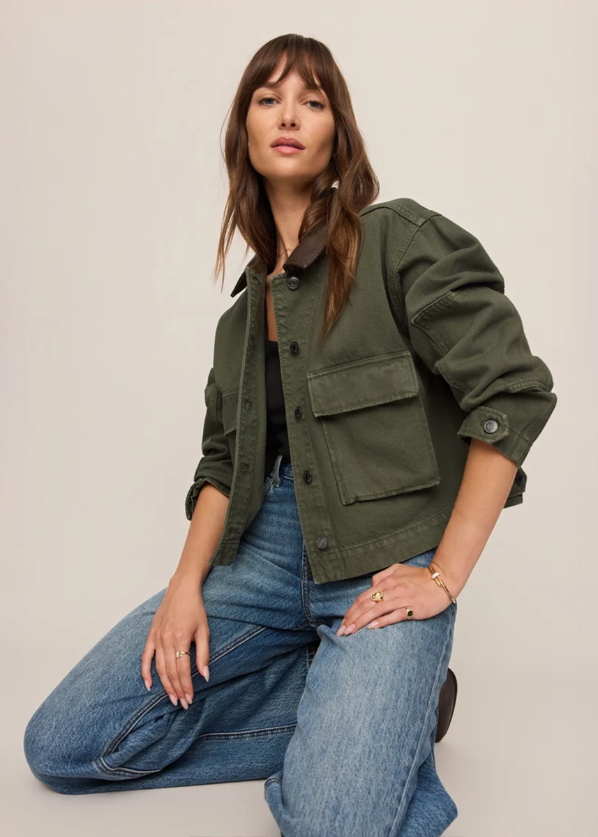 Rey Cropped Chore Jacket - Dusk Sage