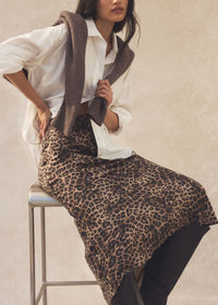 Izabel Leopard Skirt - Desert Tan