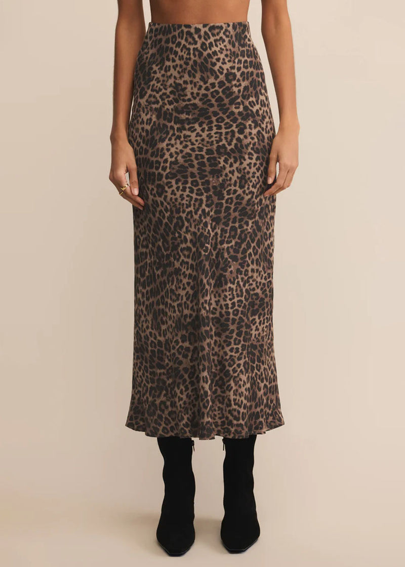 Izabel Leopard Skirt - Desert Tan