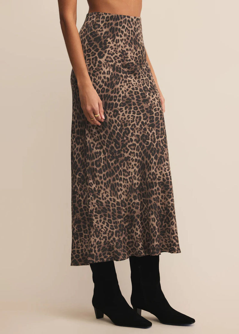 Izabel Leopard Skirt - Desert Tan
