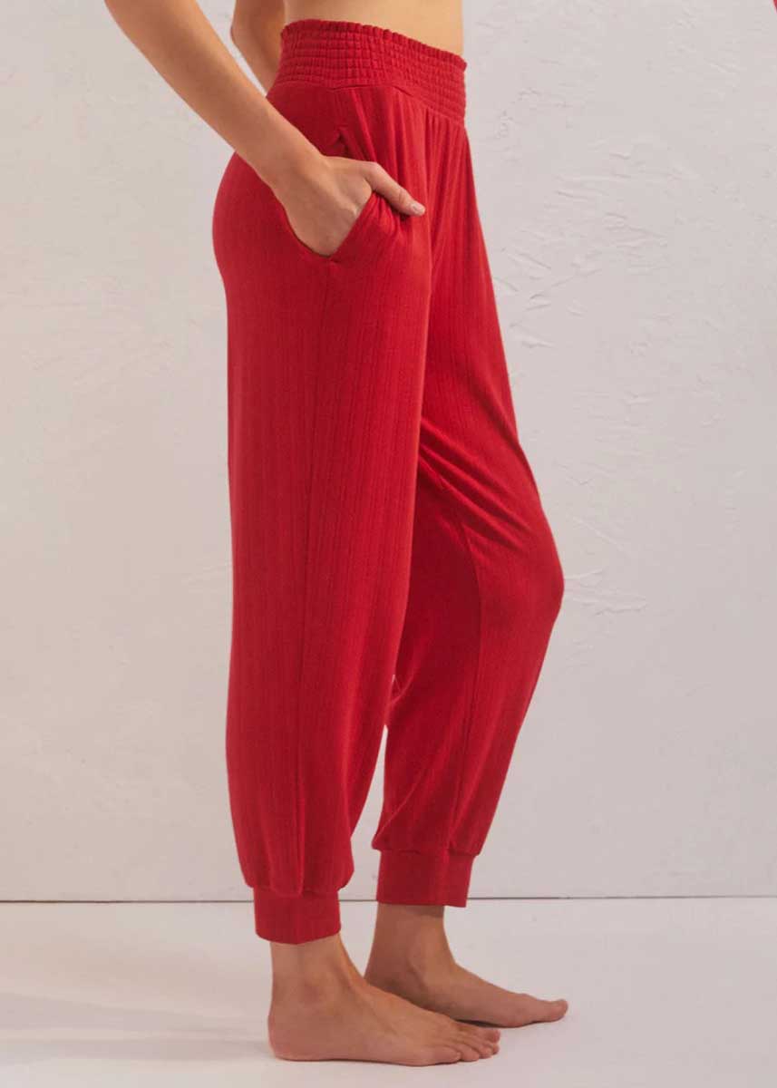 Holly Pointelle Jogger - Red Cheer