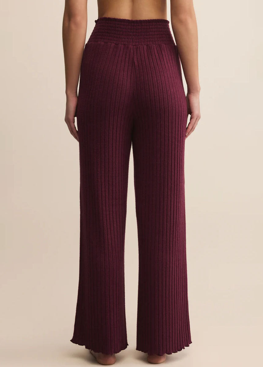 Dawn Smocked Rib Pant - Merlot
