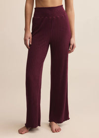Dawn Smocked Rib Pant - Merlot