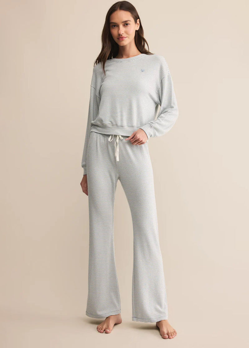 In The Clouds Stripe Pant - Light Denim
