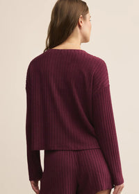 Mara Rib Cardigan - Merlot