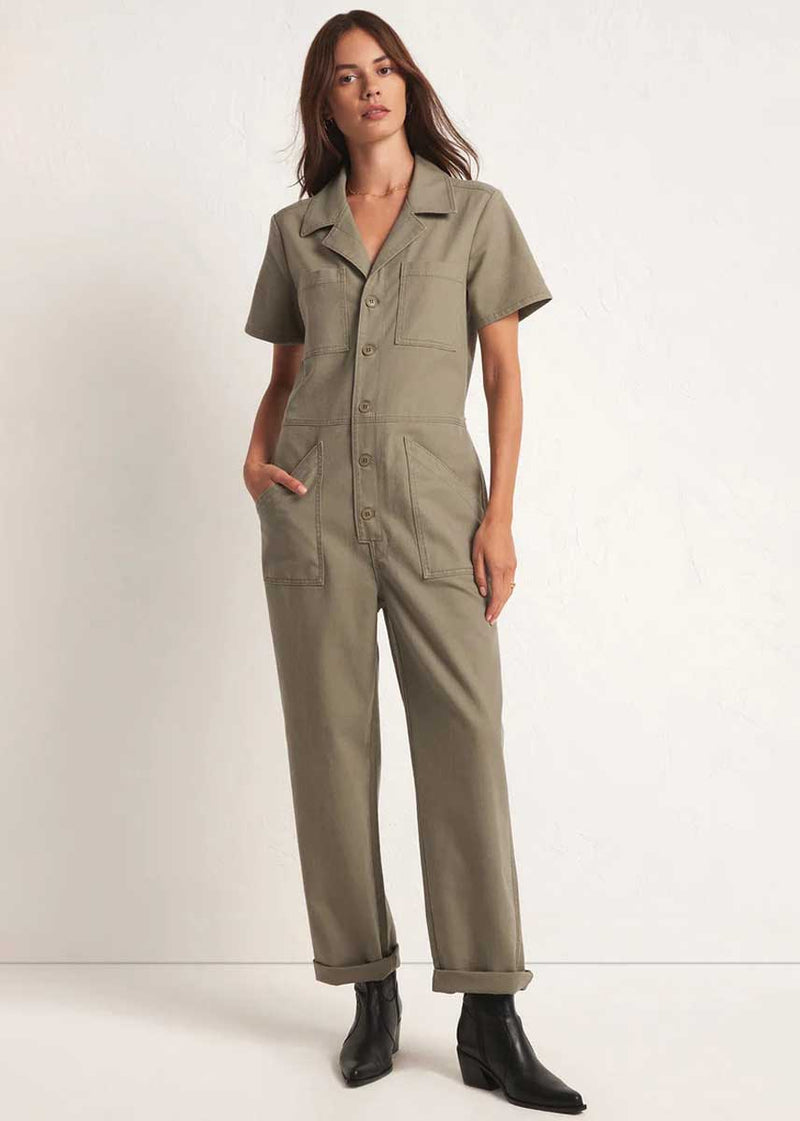 Stevie Stretch Twill Jumpsuit - Willow