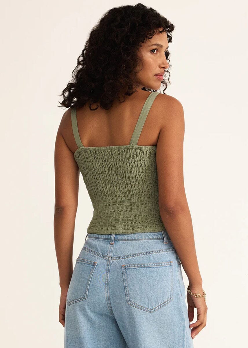 Amelie Linen Top - Avocado