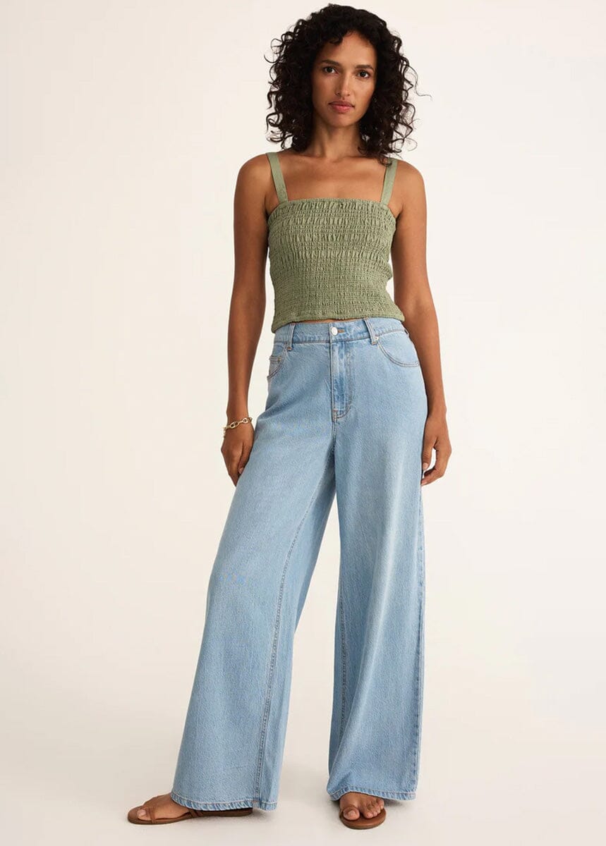 Amelie Linen Top - Avocado