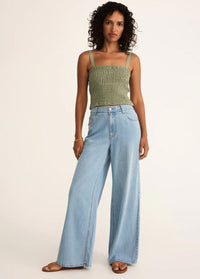 Amelie Linen Top - Avocado