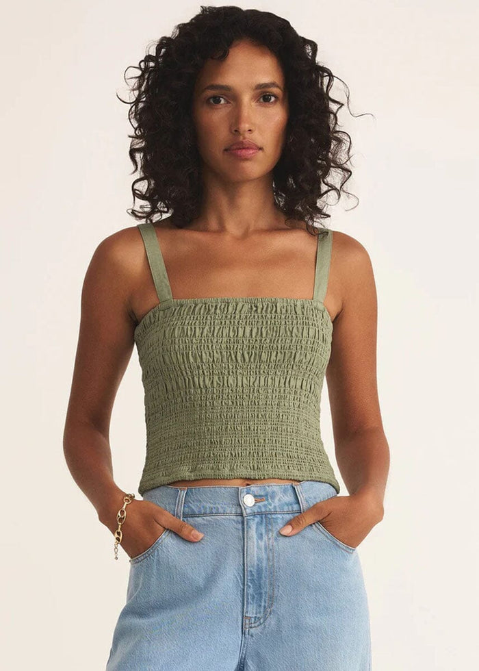Amelie Linen Top - Avocado