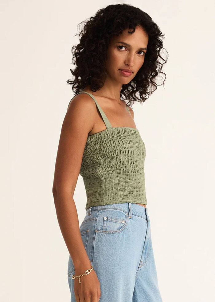 Amelie Linen Top - Avocado