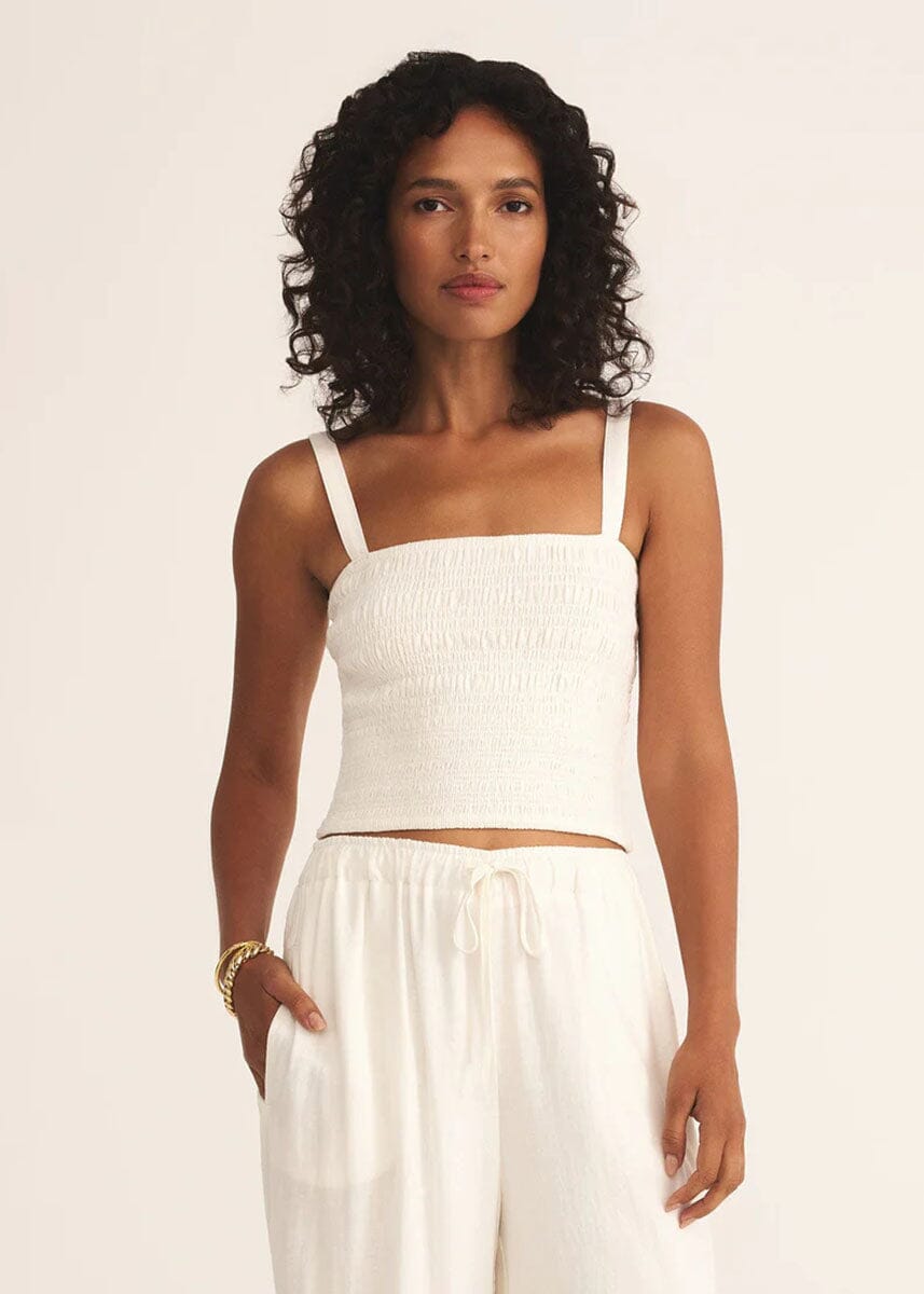 Amelie Linen Top - White