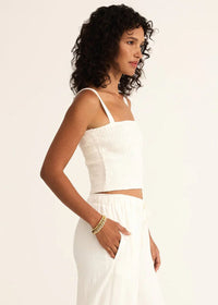 Amelie Linen Top - White