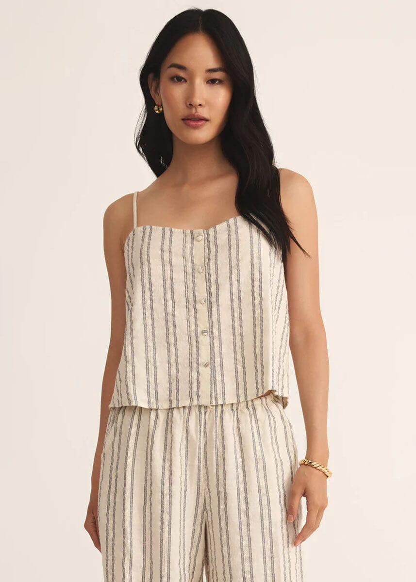 Savoy Stripe Tank - Sea Salt