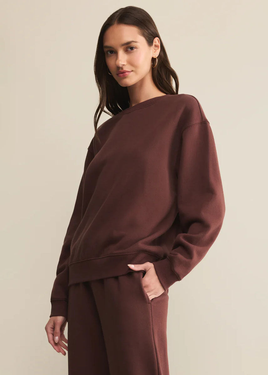 Boyfriend Cotton Sweatshirt - Sandalwood