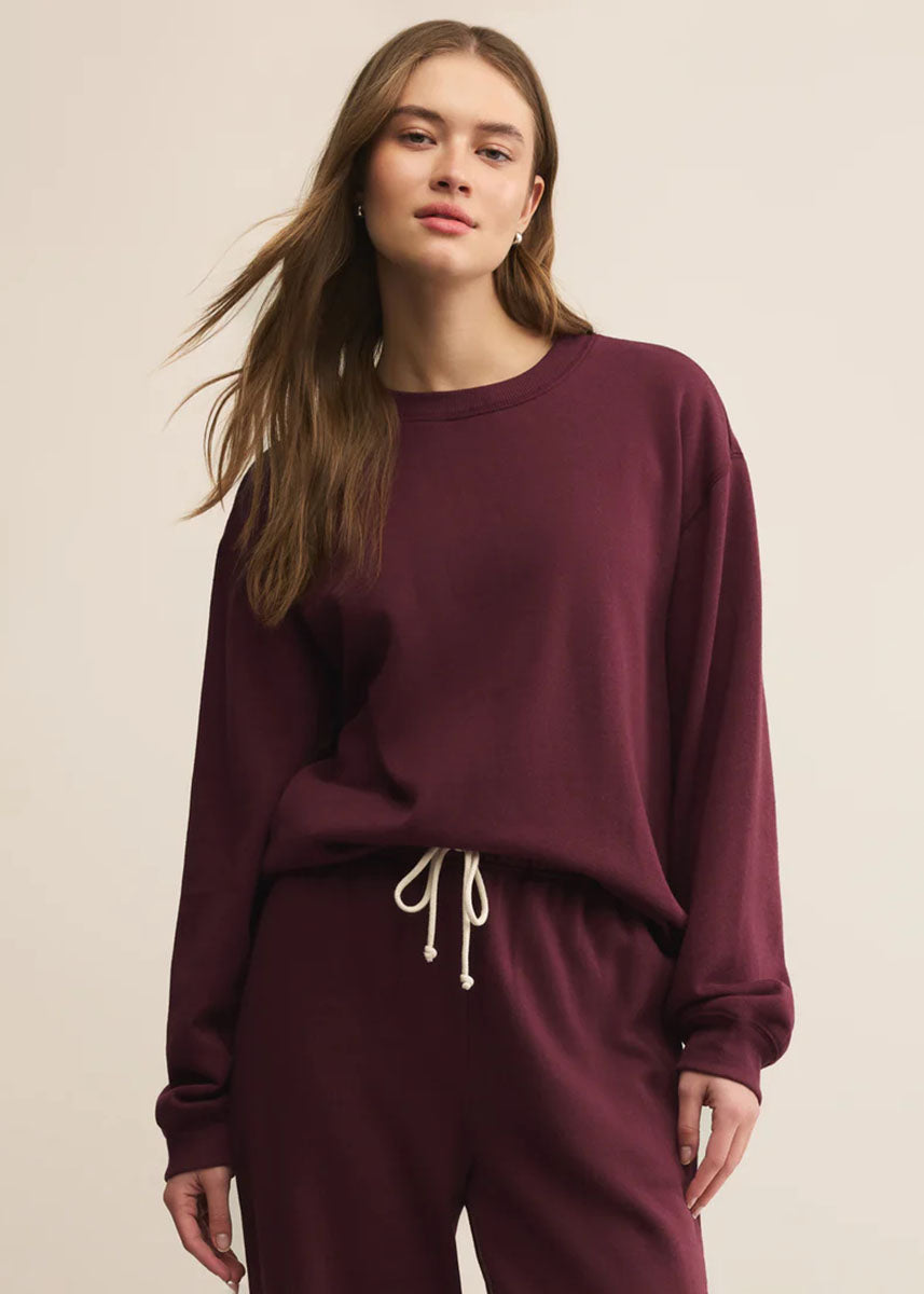 Boyfriend Cotton Sweatshirt - Merlot