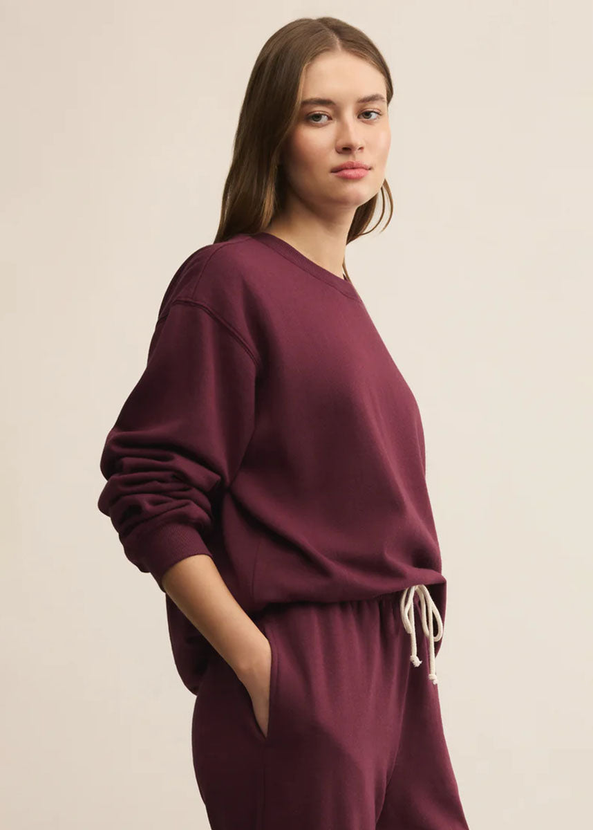 Boyfriend Cotton Sweatshirt - Merlot